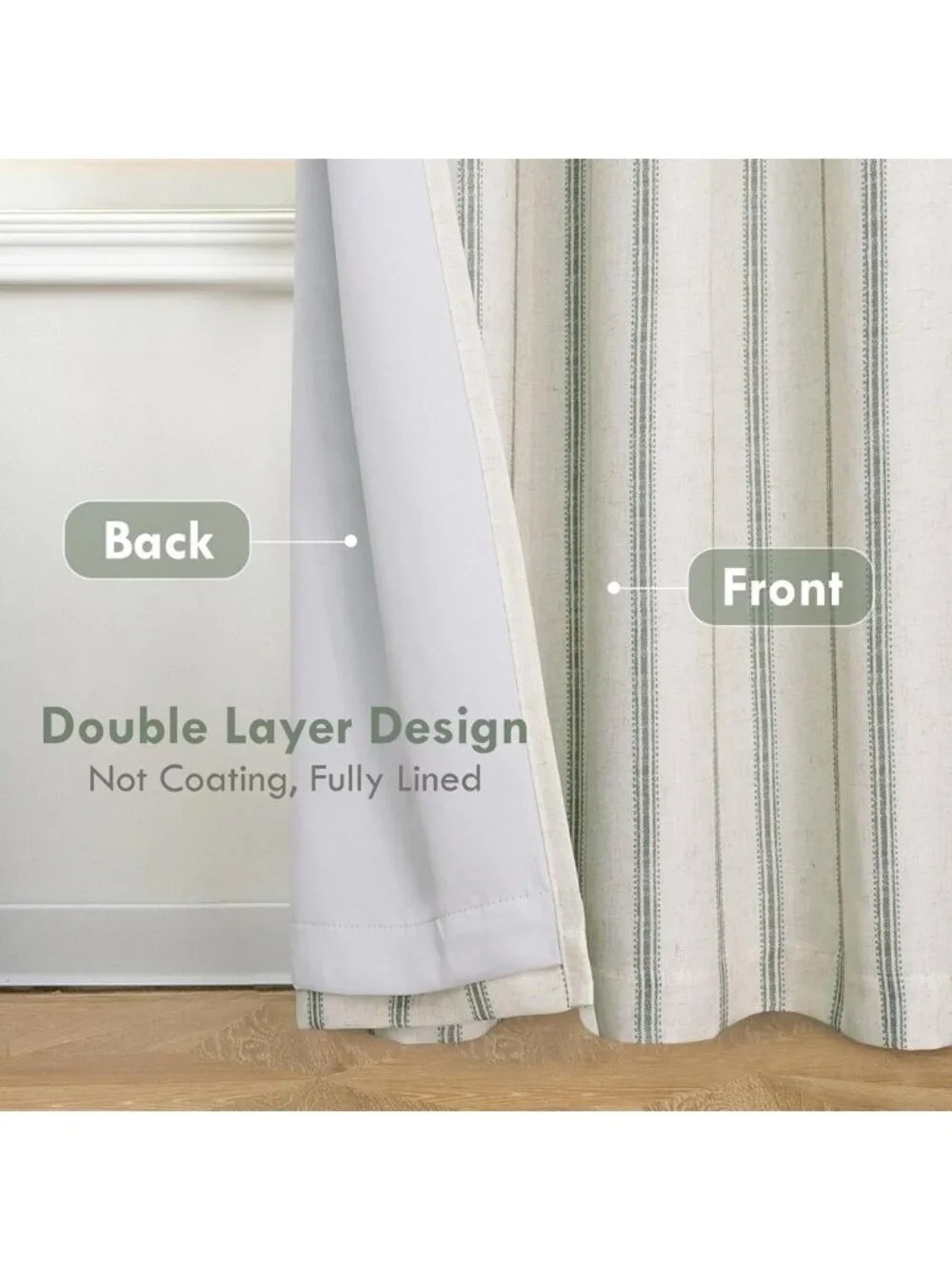 Farmhouse Striped Blackout Curtains 84